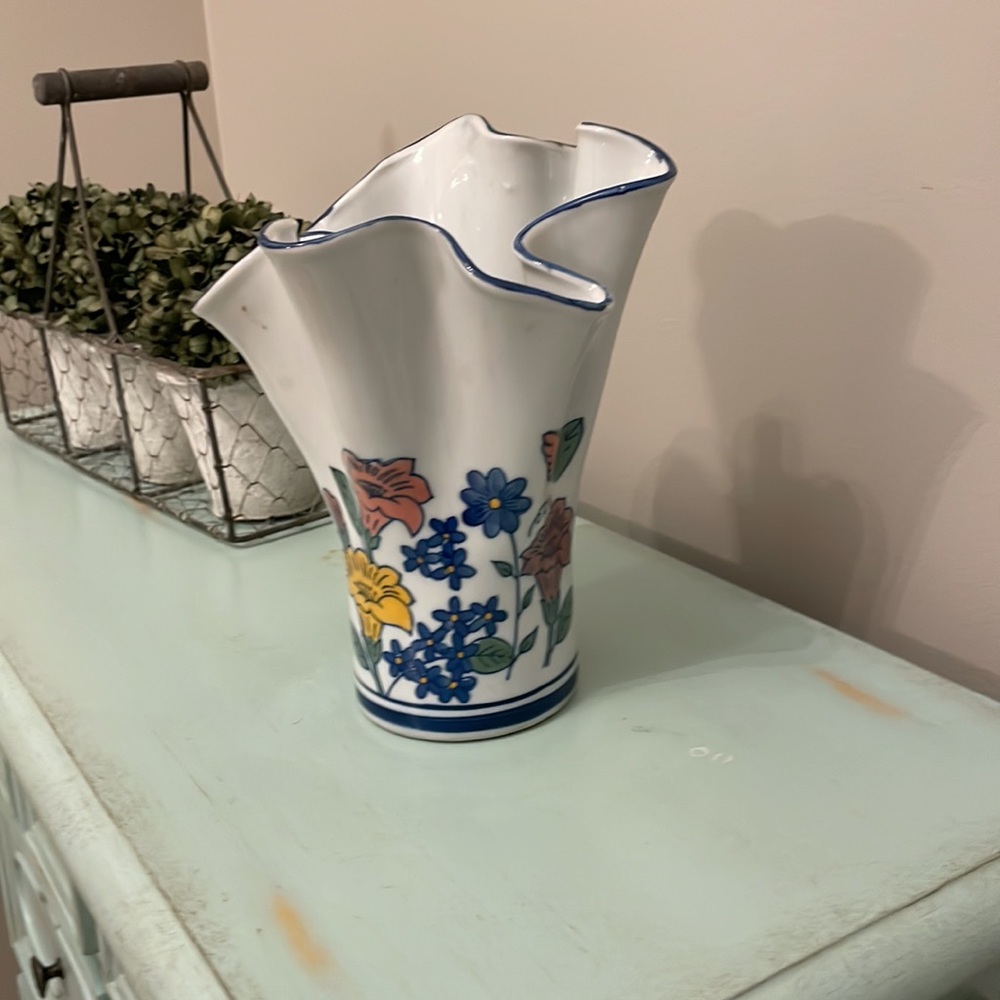 AAA Imports Floral Vase - Vintage and Rare with Curved Top